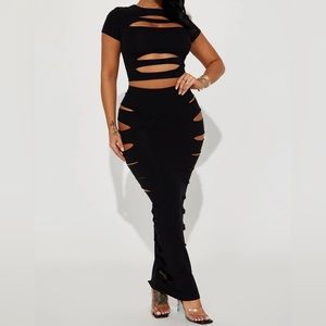 Distressed Fashion Nova Skirt Set
